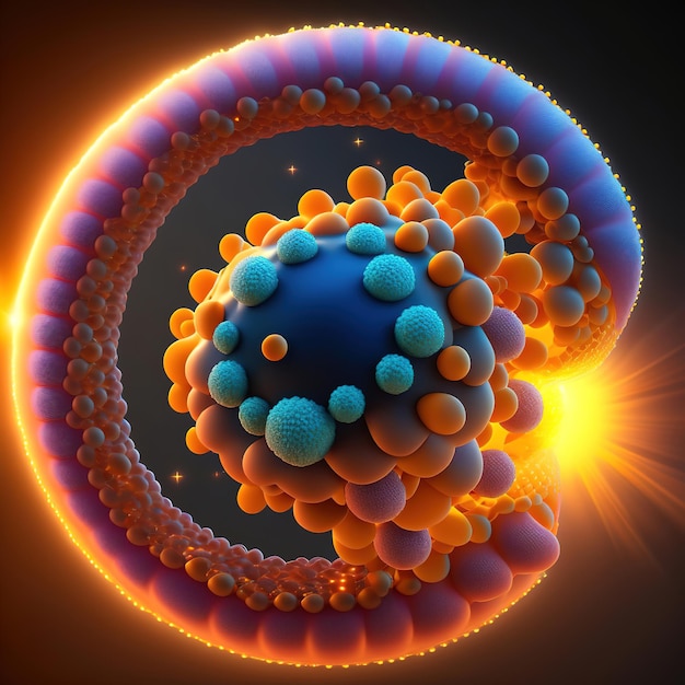 Molecular variants extra close image under a microscope AI