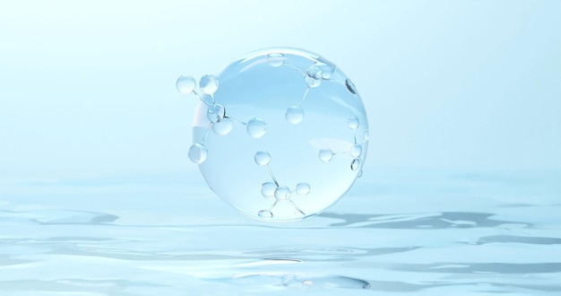 Molecule inside Liquid Bubble skin care cosmetics