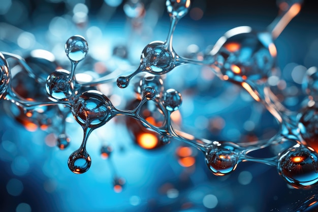 molecules antioxidant of liquid bubble on gray background