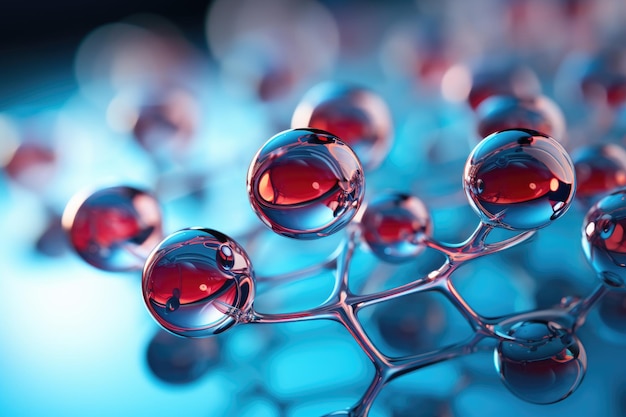 molecules antioxidant of liquid bubble on gray background