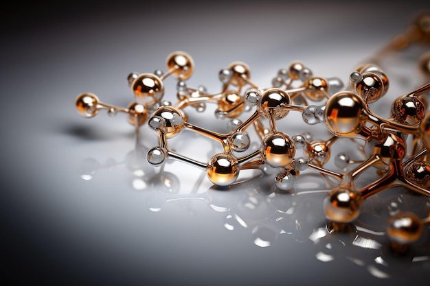 molecules antioxidant of liquid bubble on gray background