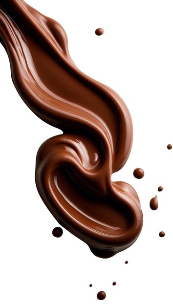 Molten Chocolate Sauce Flowing Down with White Background