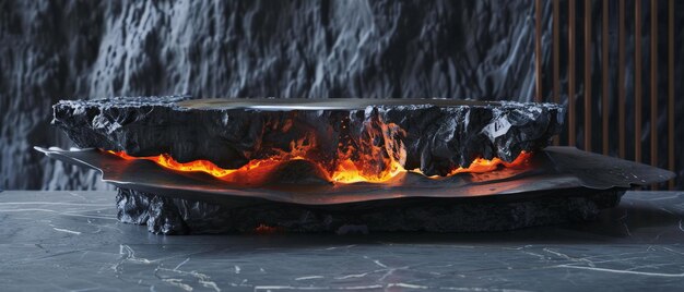 Photo molten metal flowing over the edge of a crucible