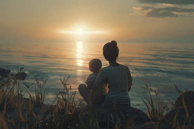 Mom and baby enjoying a peaceful moment of solitud