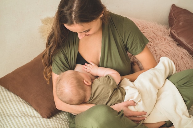 Mom and breastfeeding her baby