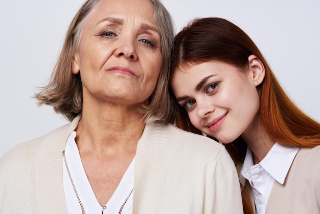 Mom and daughter hug communication family together