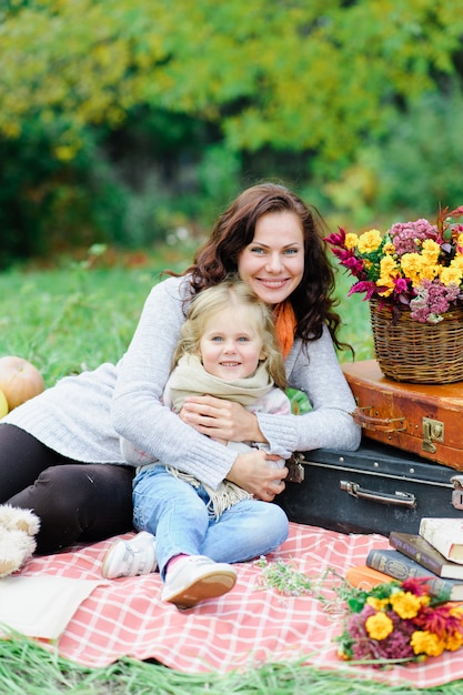 Mom and daughter on a picnic