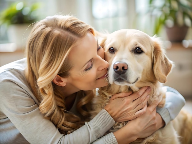 Photo mom take care her pet