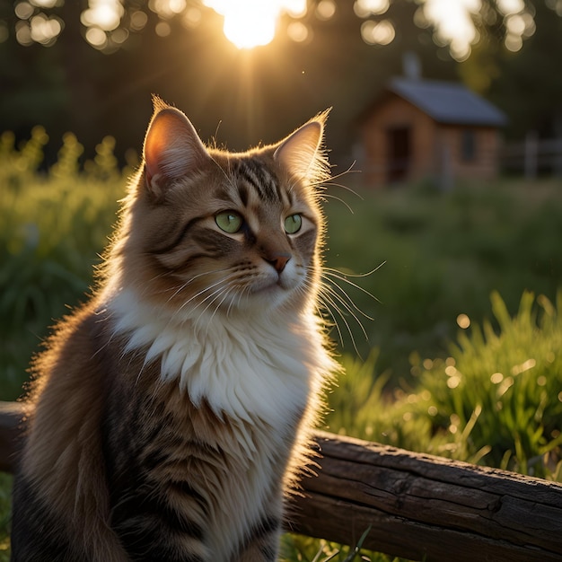 a moment of playful curiosity A curlyhaired cat its bright green eyes sparkling with mischief