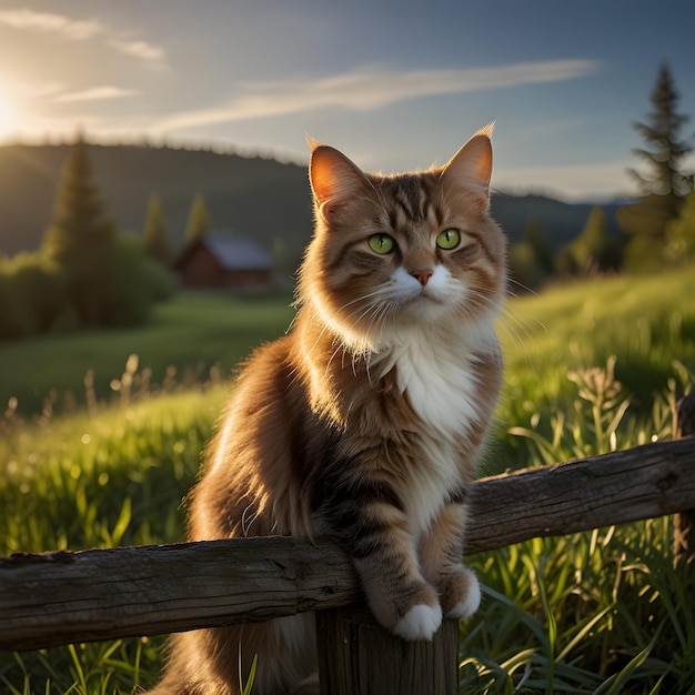 a moment of playful curiosity A curlyhaired cat its bright green eyes sparkling with mischief