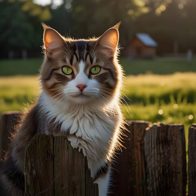 a moment of playful curiosity A curlyhaired cat its bright green eyes sparkling with mischief