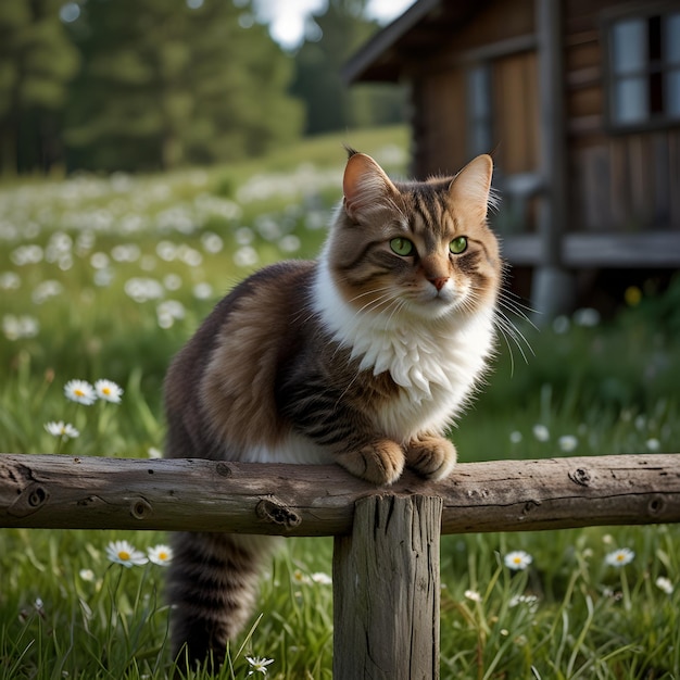 a moment of playful curiosity A curlyhaired cat its bright green eyes sparkling with mischief