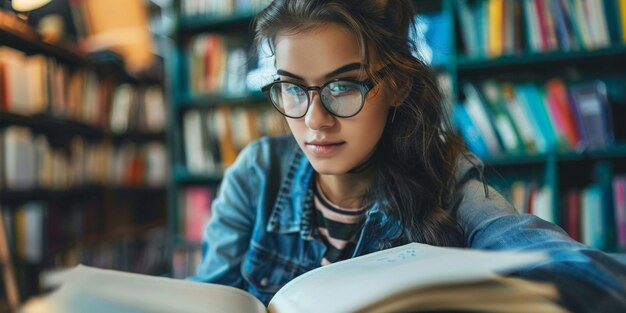 A Moment of Quiet Study in a Bustling Library