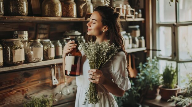 Photo a moment of serenity in the herb shop