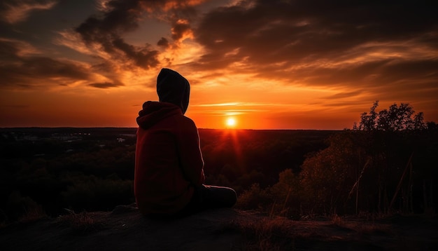 Moment of someone watching a beautiful summer sunset Generative AI