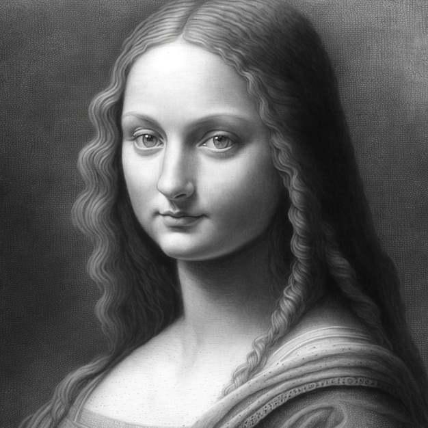 Mona Lisa drawn pencil beautiful images Generative AI