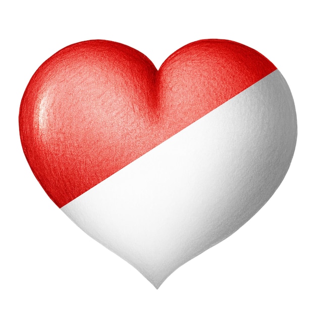 Monaco flag heart isolated on white background Pencil drawing