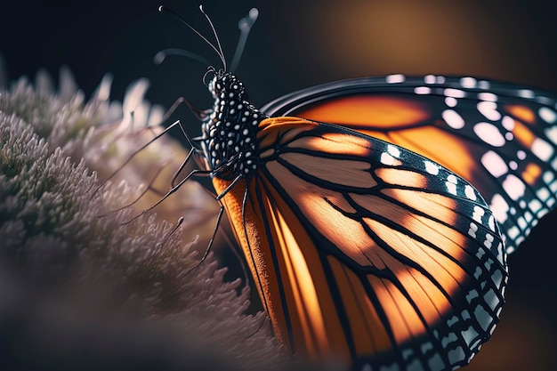 Monarca butterfly beautiful detailed macro photography of a monarca butterfly Wildlife photography AIGenerated