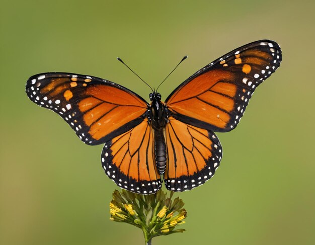 a monarch butterfly is on a flower with the background of the photo