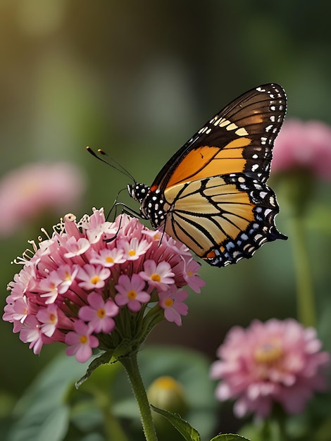 Photo a monarch butterfly is on a flower with the letters  butterfly  on it