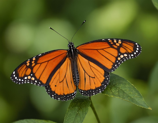 a monarch butterfly that is on a leaf