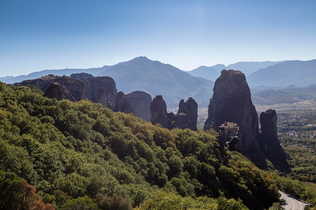 The monasteries of Meteora are located just outside the town of Kalabaka Greece