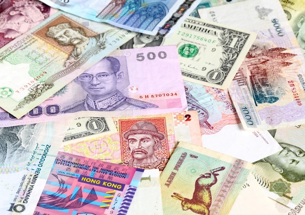 Money background - Various banknotes close-up