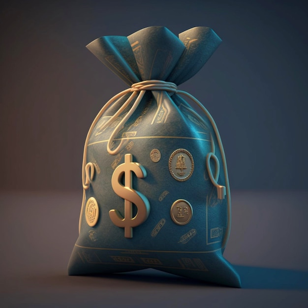 Money bag with dollar 3D icon Generative Ai