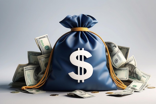 Money bag with dollar icon Cash interest rate business and finance return on investment financial solution prepayment and down payment concept