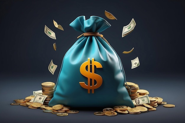 Money bag with dollar icon Cash interest rate business and finance return on investment financial solution prepayment and down payment concept