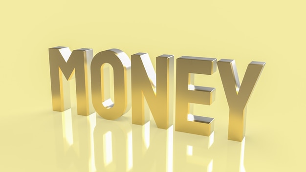 The money gold text for business content 3d rendering.