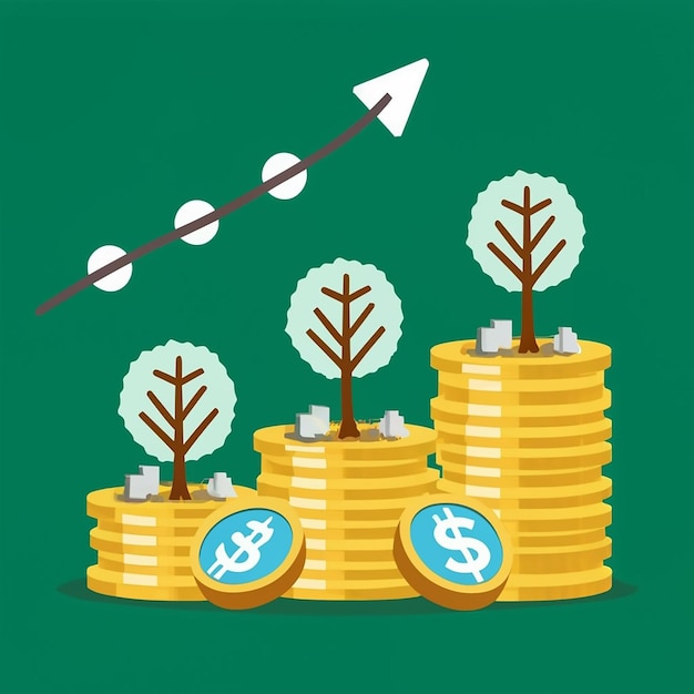 Money growth Saving money Upper tree coins to shown concept of growing business