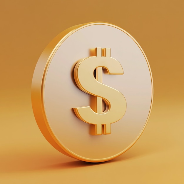 Money icon with dollar coin icon 3d rendering vector