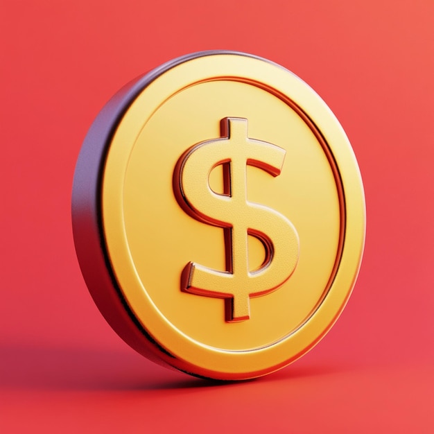 Money icon with dollar coin icon 3d rendering vector