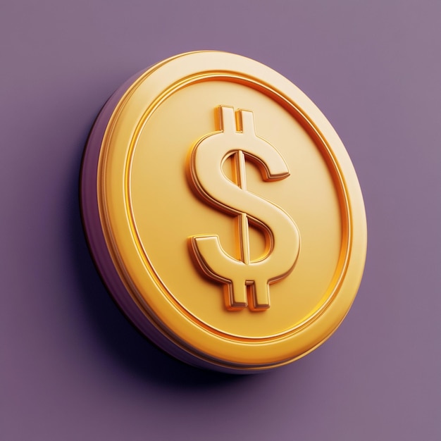 Money icon with dollar coin icon 3d rendering vector