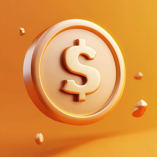 Money icon with dollar coin icon 3d rendering vector