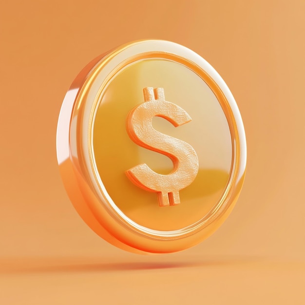 Money icon with dollar coin icon 3d rendering vector