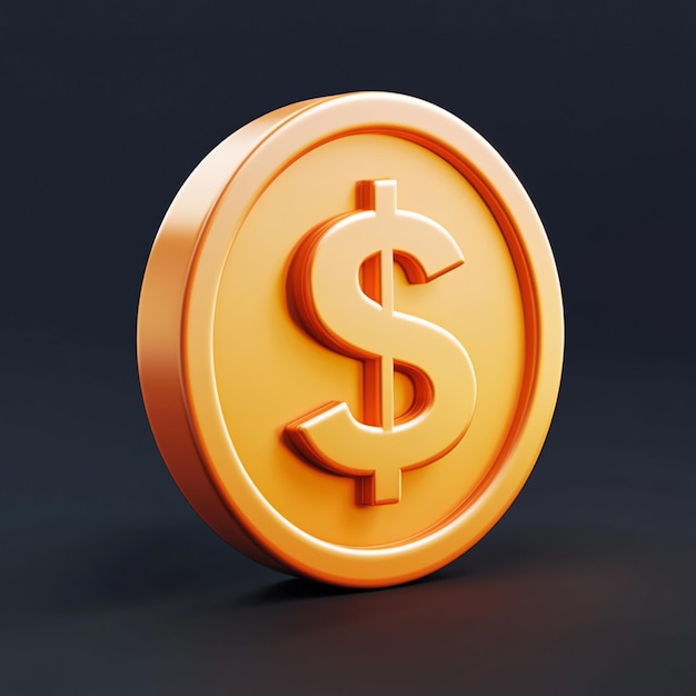 Money icon with dollar coin icon 3d rendering vector