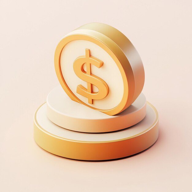 Photo money icon with dollar coin icon 3d rendering vector