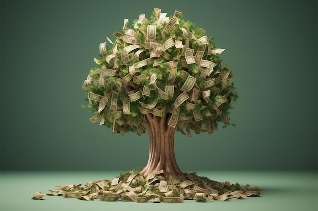 A money tree with a tree in the middle and the words banknotes on it.