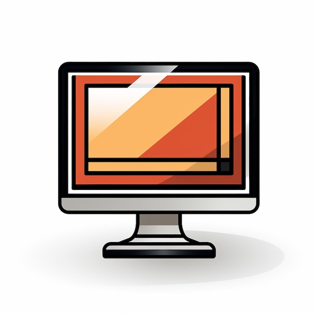 Monitor Icon Depicted on White Background