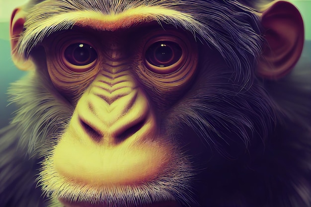 Monkey animal Monkey portrait Digital art style illustration painting