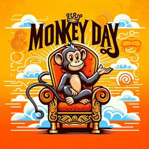 Photo monkey day banner and social media poster design