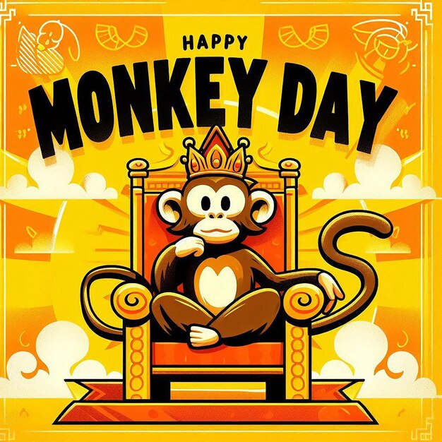 Photo monkey day banner and social media poster design