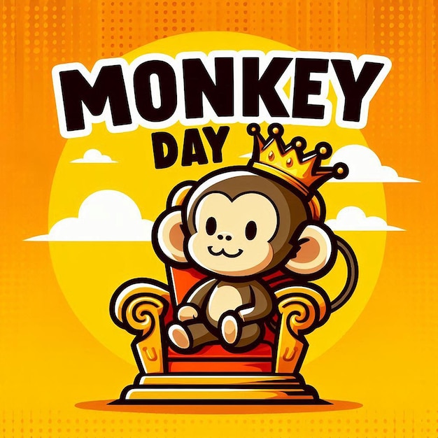 Photo monkey day banner and social media poster design