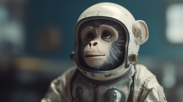 Monkey dressed as an astronaut astronaut Generative AI