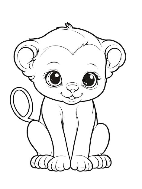 monkey outline white coloring page white background ai generated