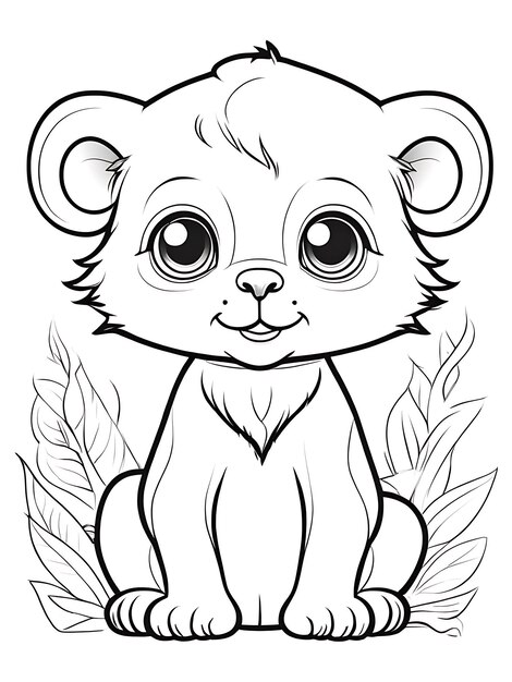 monkey outline white coloring page white background ai generated