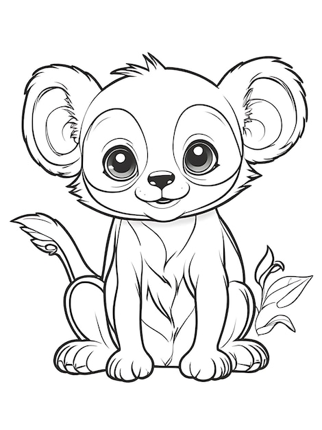 monkey outline white coloring page white background ai generated