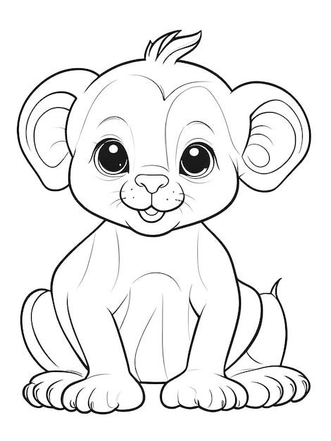 monkey outline white coloring page white background ai generated